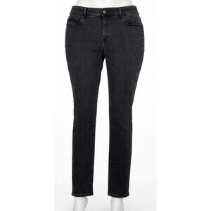 Talbots Flawless Girlfriend Jeans Women’s 16 Black Cotton Blend Stretch Mid Rise